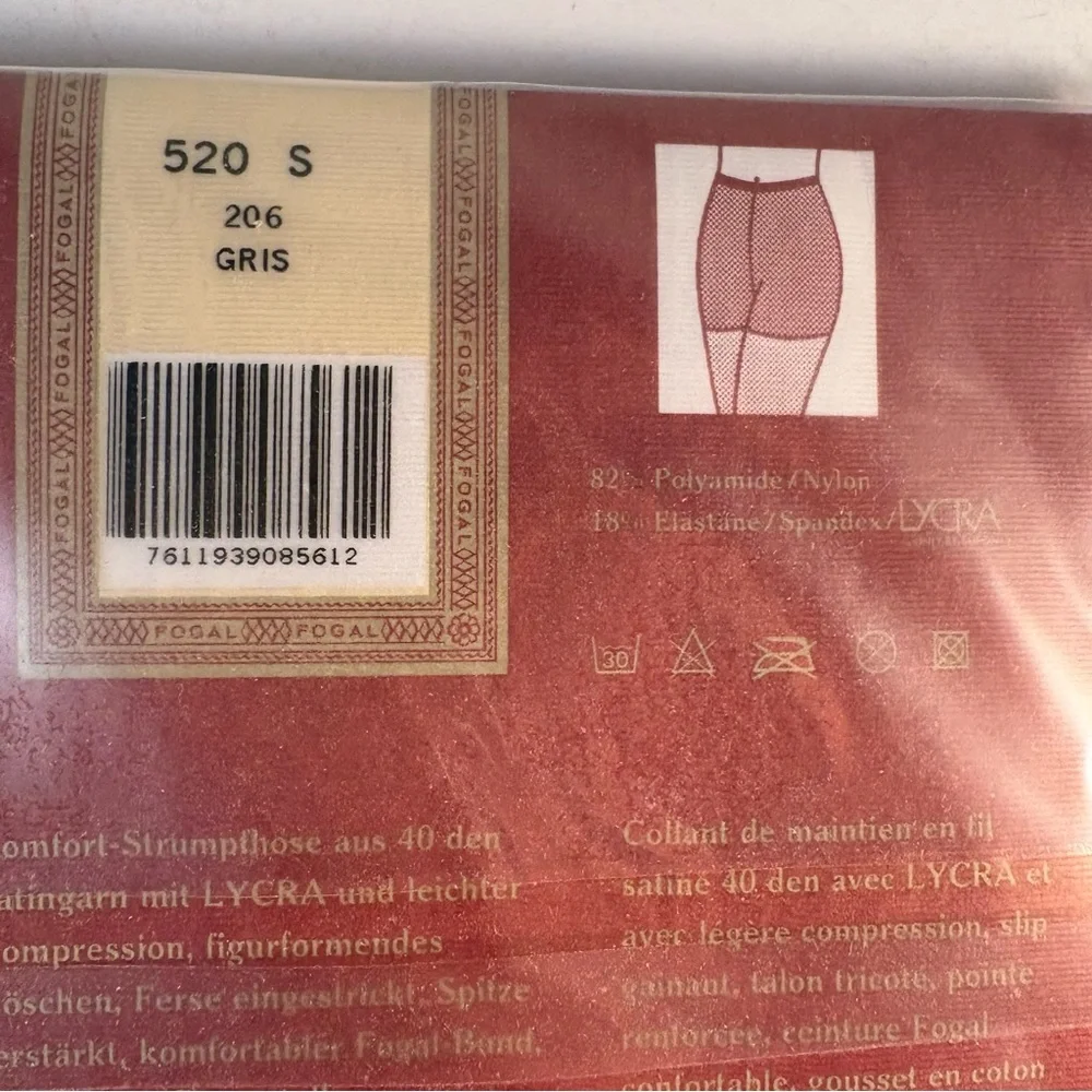 New Fogal Cosmetique 520 Women's Pantyhose Sz Small Gris Gray‎ Career Dress